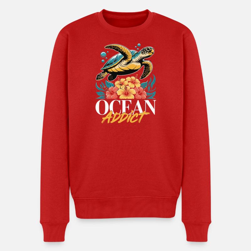 Sea Turtle Ocean Addict Design - Pull Premium bio Homme - rouge