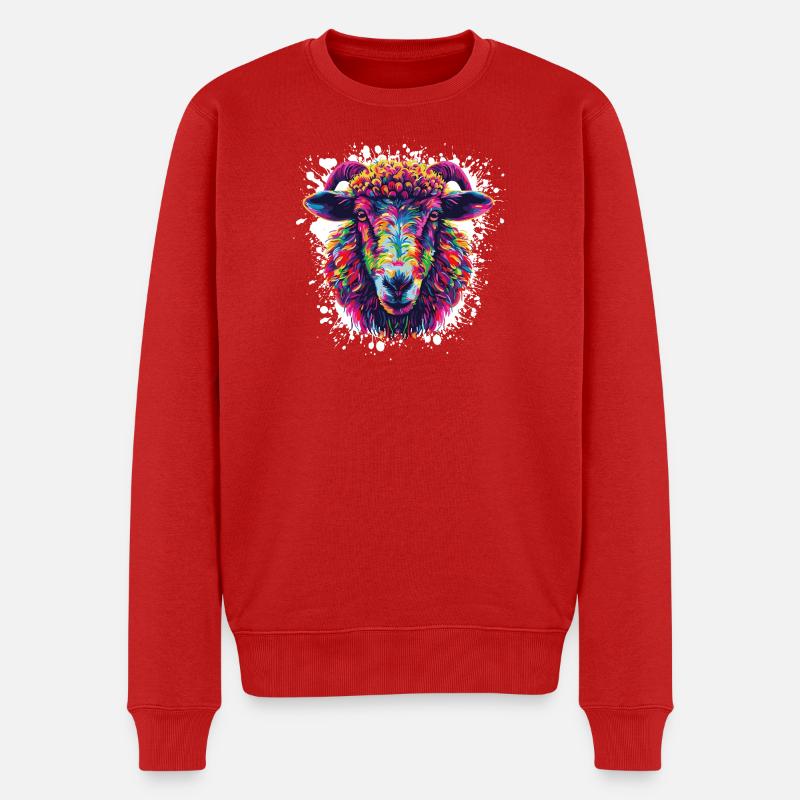 Bunter Ramenkopf Splash - Männer Premium Bio Pullover - Rot