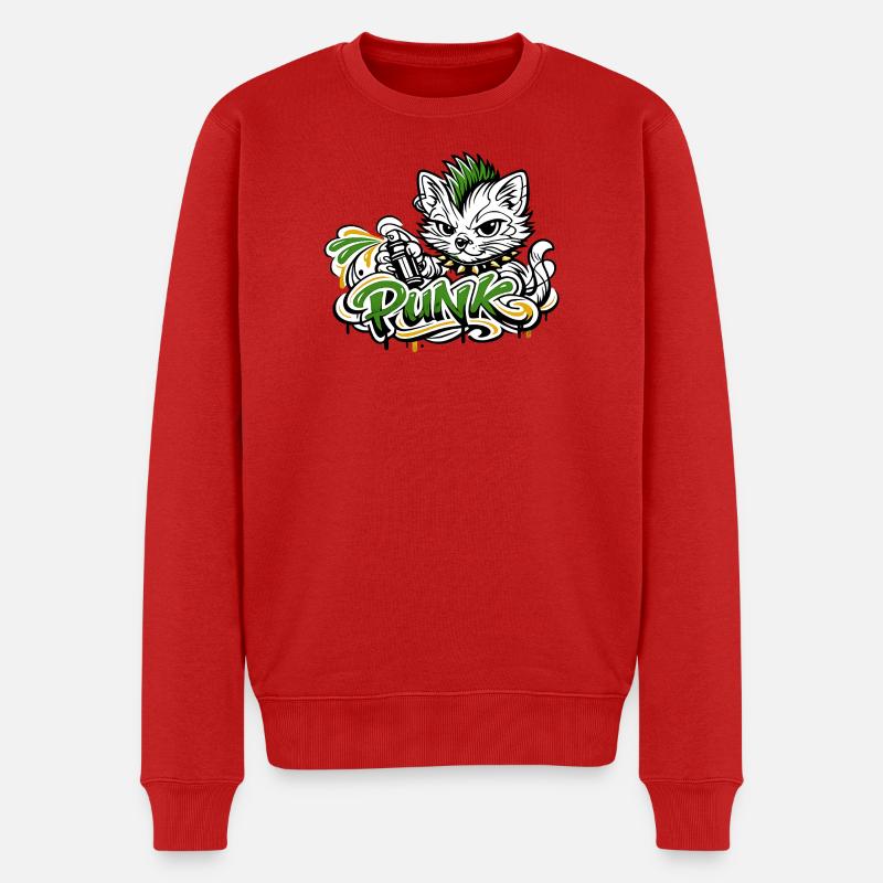 Punkkatz Graffiti Mohawk - Pull Premium bio Homme - rouge