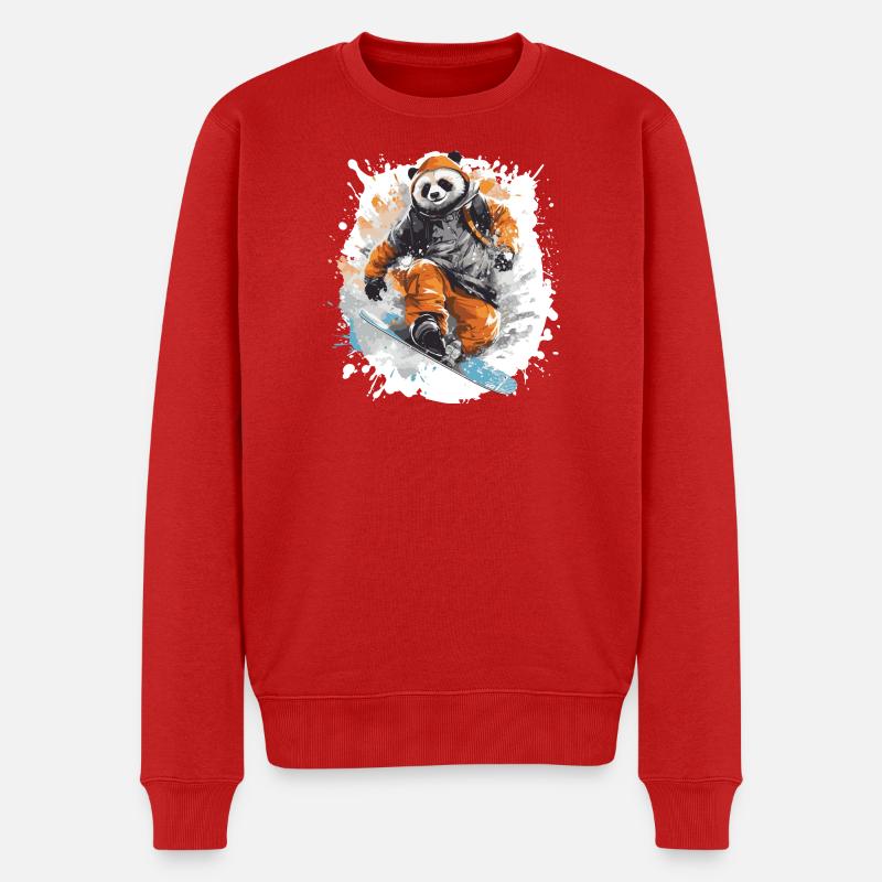 Panda Snowboard - Pull Premium bio Homme - rouge