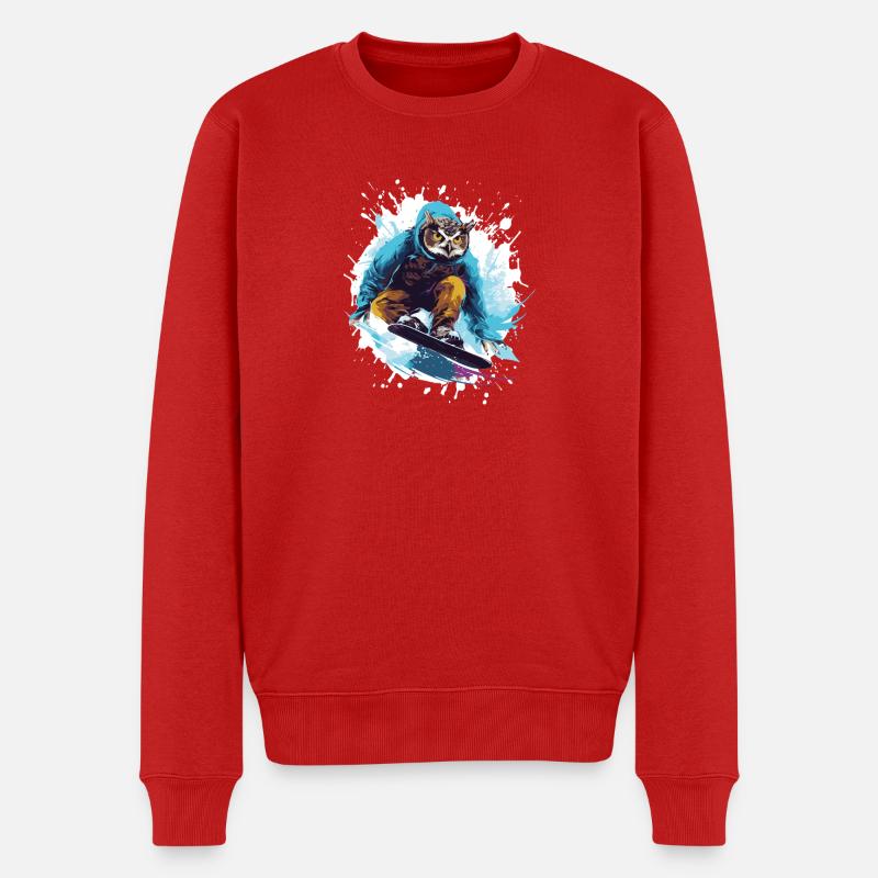 Eule Snowboard - Männer Premium Bio Pullover - Rot