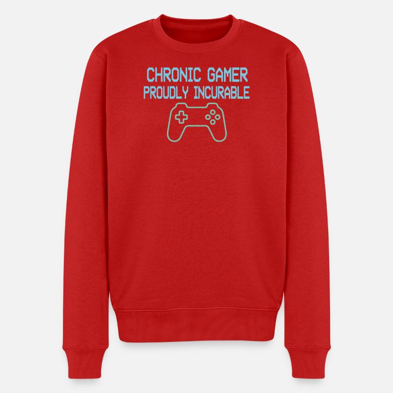 Chronischer Gamer-Stolz - Männer Premium Bio Pullover - Rot