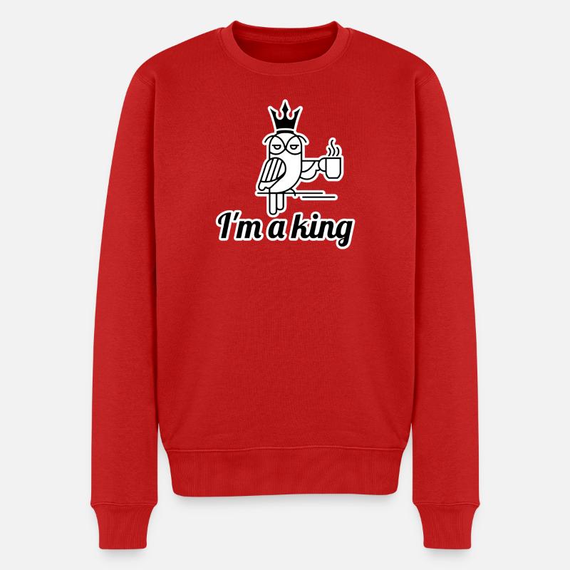 Eulenkönig-Kaffee - Männer Premium Bio Pullover - Rot