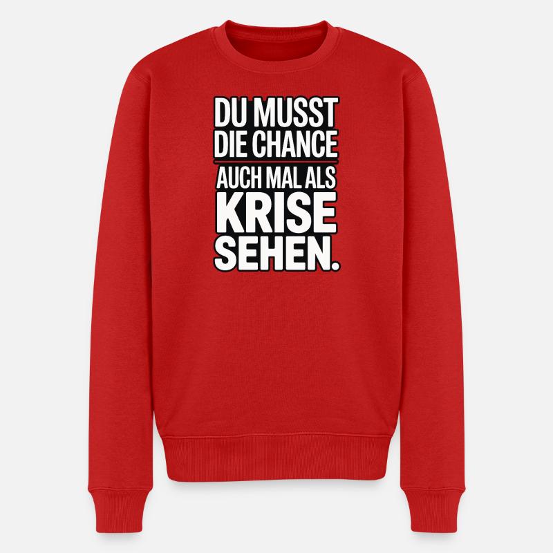 Chance als Krise Spruch Design - Männer Premium Bio Pullover - Rot