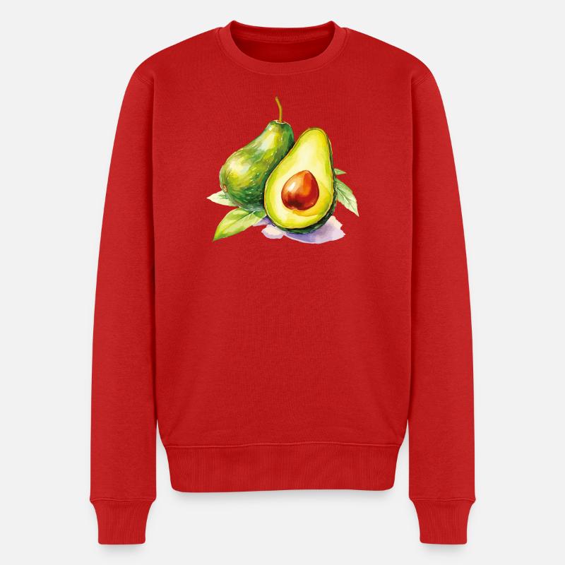 Fraîcheur de l’avocat aquarelle - Pull Premium bio Homme - rouge