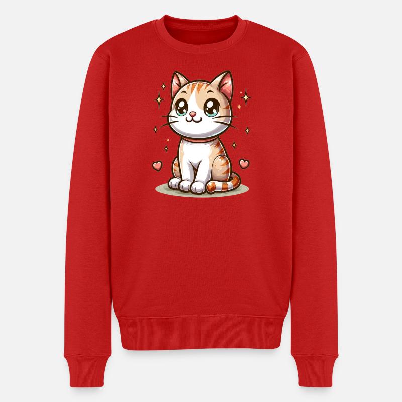 Samtpfoten Sternenglanz-Kätzchen - Männer Premium Bio Pullover - Rot