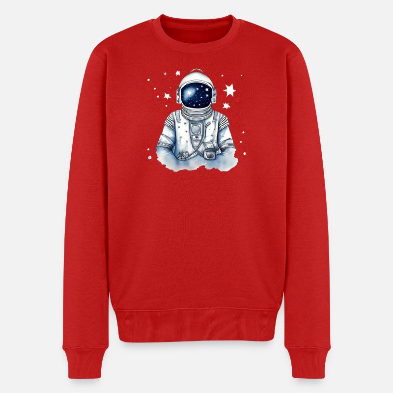 Astronaut im Sternenraum - Männer Premium Bio Pullover - Rot