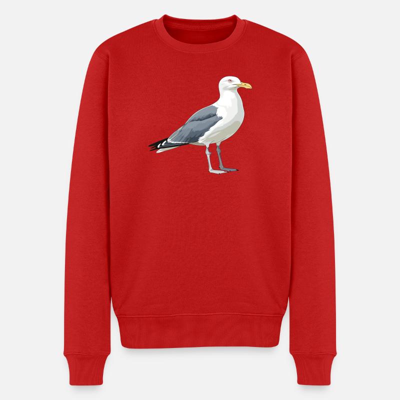 Küstenmöwe Cartoon-Illustration - Männer Premium Bio Pullover - Rot