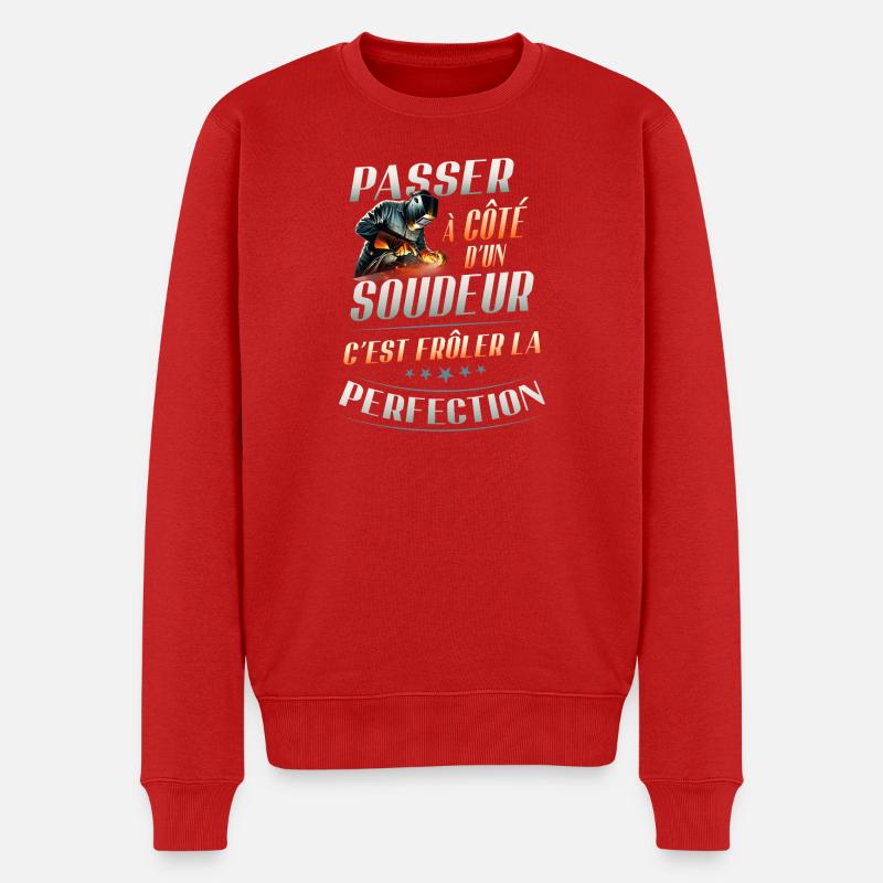 Schweißer Nahe Perfektion: Humor-Job - Männer Premium Bio Pullover - Rot