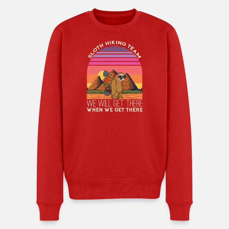 Sloth Hiking Team We Will Get There - Männer Premium Bio Pullover - Rot