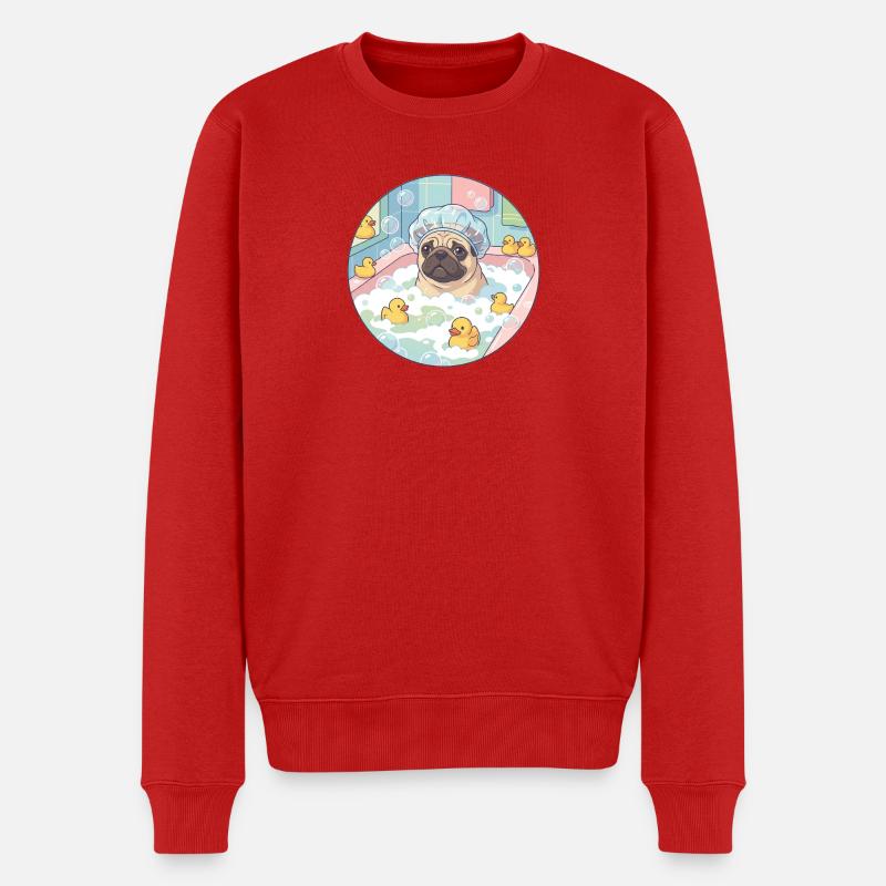 Mopps-Badetag - Männer Premium Bio Pullover - Rot