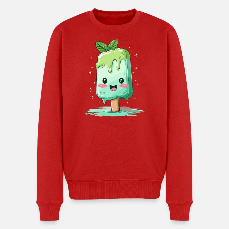 Mintgrüner Kawaii Pops - Männer Premium Bio Pullover - Rot