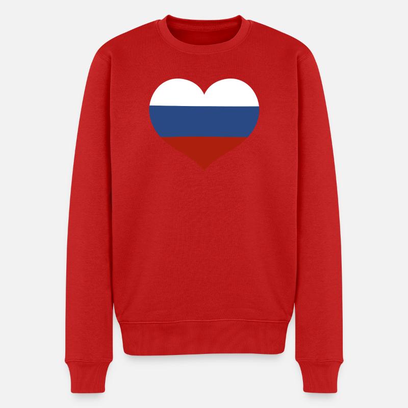 Russische Herzflagge - Männer Premium Bio Pullover - Rot