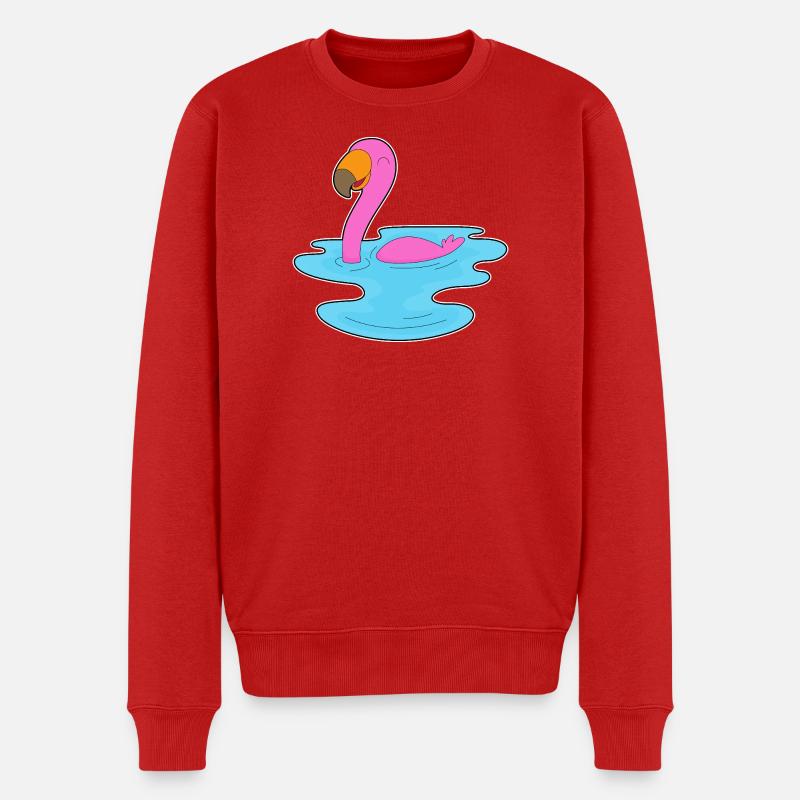 Flamingo Schwimmen - Männer Premium Bio Pullover - Rot