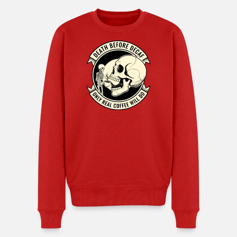 Mort avant le café décaféiné - Pull Premium bio Homme - rouge