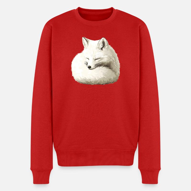 Schlafender Winterfuchs - Männer Premium Bio Pullover - Rot