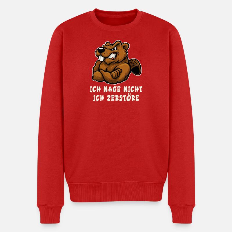 Ich nage nicht ich zerstöre - Männer Premium Bio Pullover - Rot
