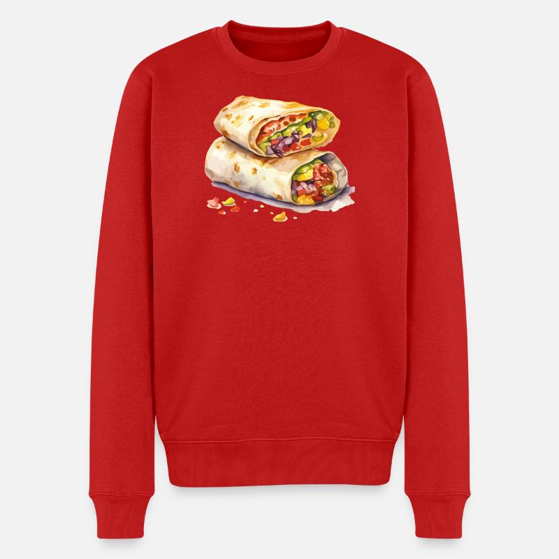 Wrap Burrito Illustration  - Männer Premium Bio Pullover - Rot