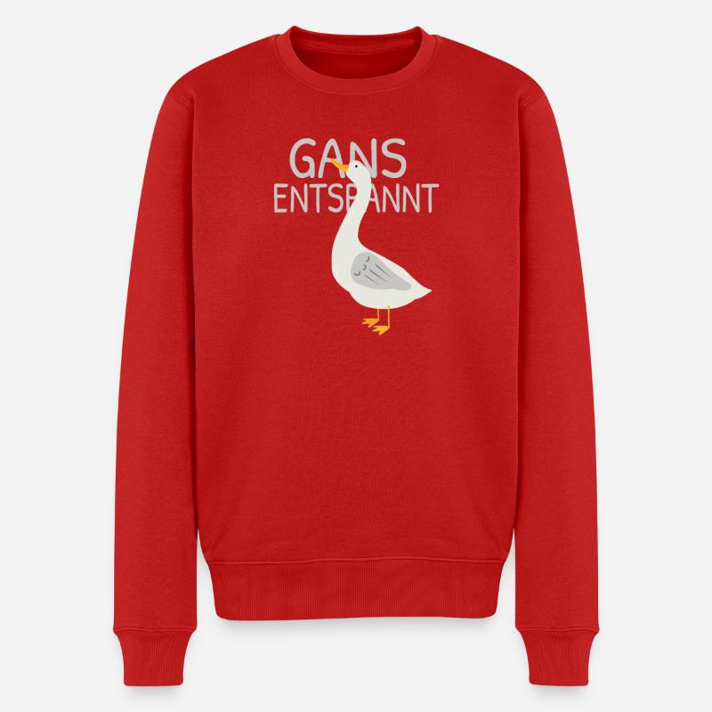 Gans entspannt – Lustiger Wortspiel Spruch - Männer Premium Bio Pullover - Rot