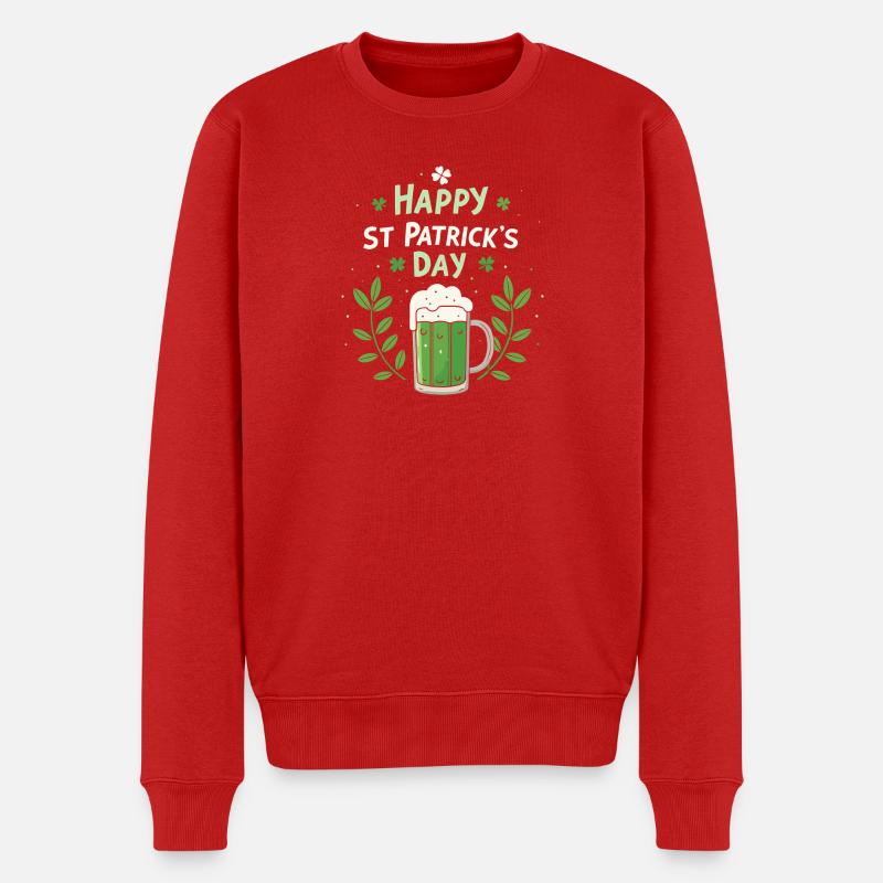 Saint Patrick Bière Verte Joyeuse - Pull Premium bio Homme - rouge