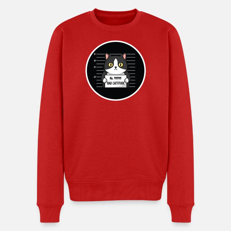 Photo d’identité du chat Bad Cattitude - Pull Premium bio Homme - rouge