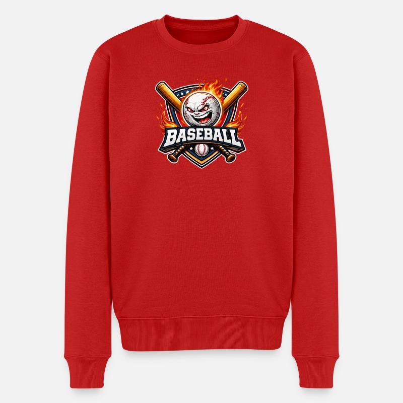Mascotte de baseball enflammée - Pull Premium bio Homme - rouge