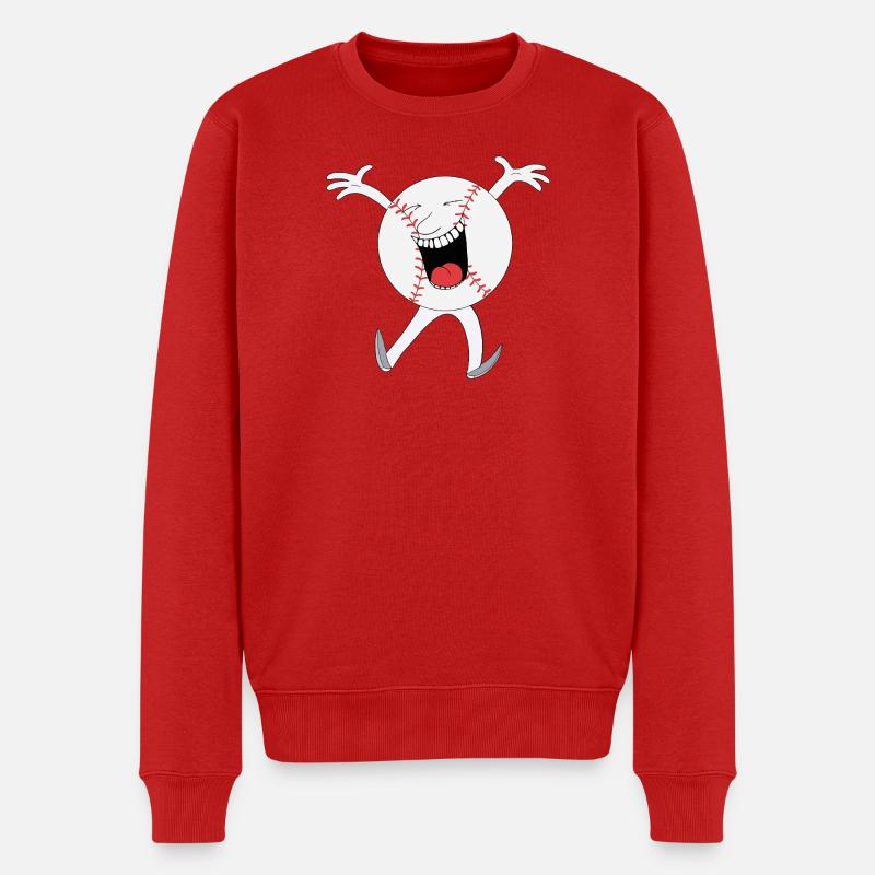 Lachendes Baseball-Maskottchen - Männer Premium Bio Pullover - Rot