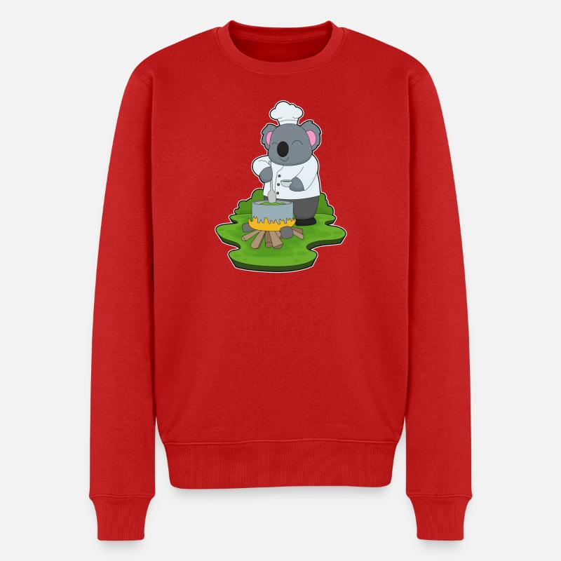 Koala Koch Kochtopf Kochen - Männer Premium Bio Pullover - Rot
