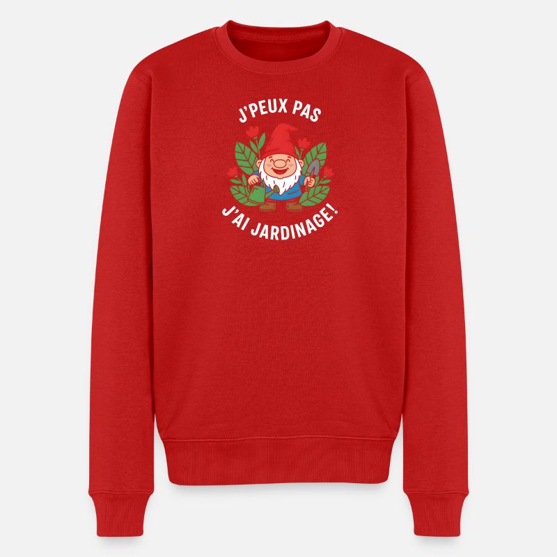 Jardinage espiègle du gnome - Pull Premium bio Homme - rouge