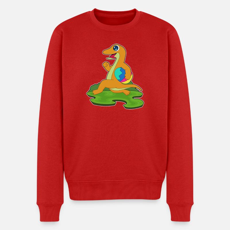 Lizard Easter Easter Egg - Men's Premium Organic Jumper - red
