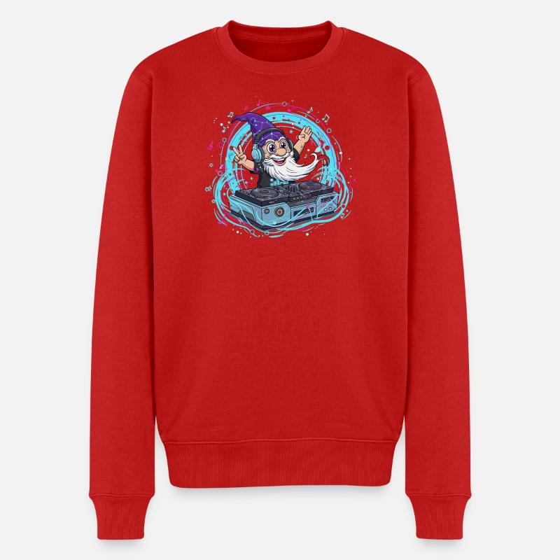 Gnom DJ im Neon-Takt - Männer Premium Bio Pullover - Rot