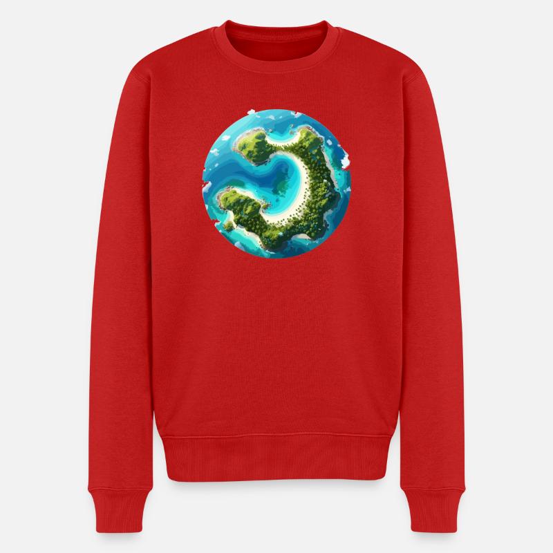 Tropische Ringinsel im Ozean - Männer Premium Bio Pullover - Rot