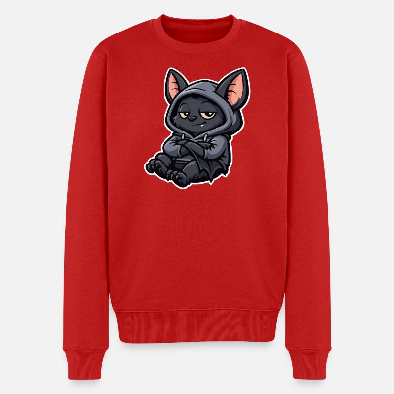 Chillende Fledermaus - Männer Premium Bio Pullover - Rot