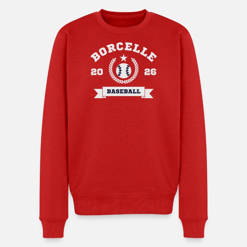 Borcelle Baseball Emblem 2026 - Männer Premium Bio Pullover - Rot