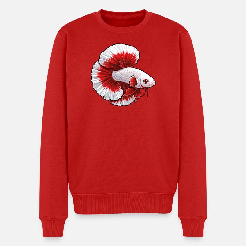 Red White Kampffisch - Männer Premium Bio Pullover - Rot