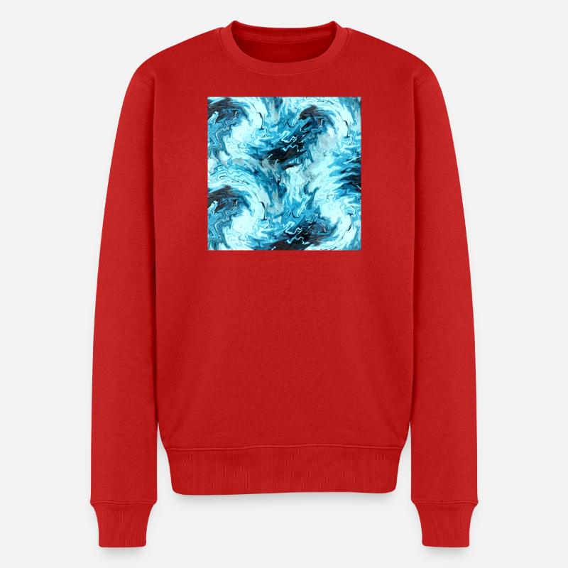 Vagues à motif marbre aqua - Pull Premium bio Homme - rouge