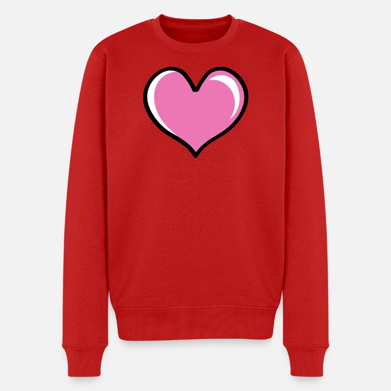 Herz Love - Männer Premium Bio Pullover - Rot