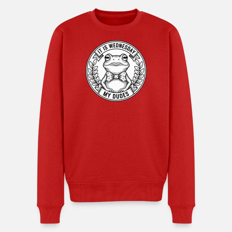 Mittwoch-Frosch-Fliege-Logo - Männer Premium Bio Pullover - Rot