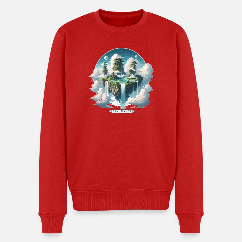 Sky Islands Himmelsinseln Schwebend - Männer Premium Bio Pullover - Rot