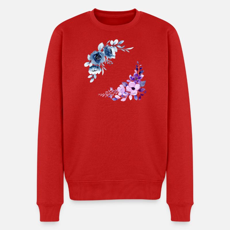 2 Blumensträuße - Männer Premium Bio Pullover - Rot