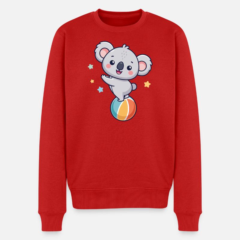 Koala-Jongleur auf bunter Ballon - Männer Premium Bio Pullover - Rot