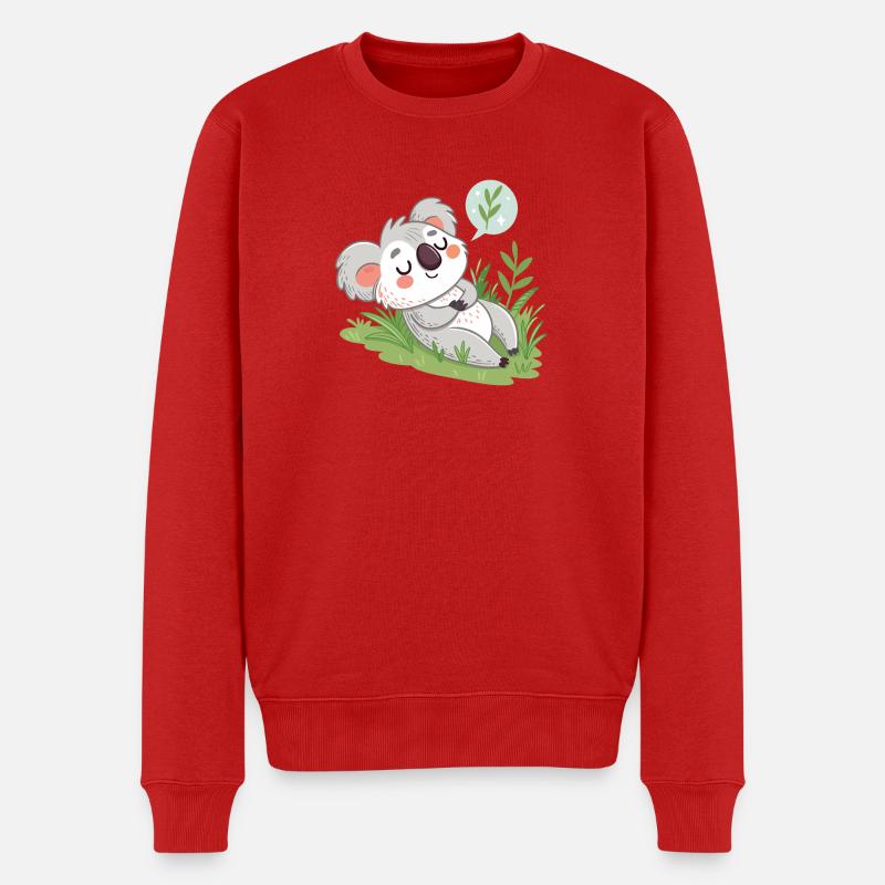 Dreamy Koala auf Pastellrasen - Männer Premium Bio Pullover - Rot