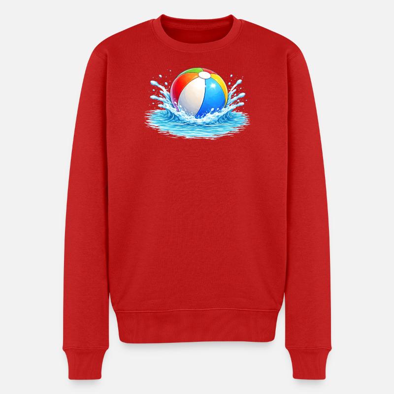 Bunter Wasserball im Meer  - Männer Premium Bio Pullover - Rot