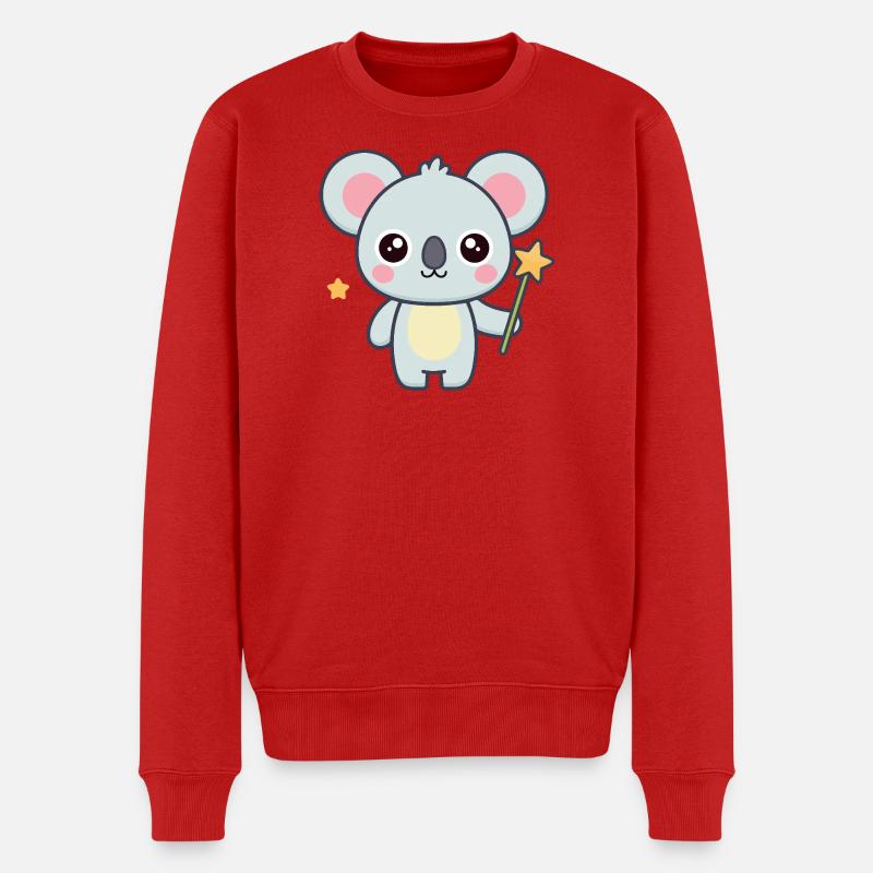 Koala-Pastell-Stern-Magier - Männer Premium Bio Pullover - Rot