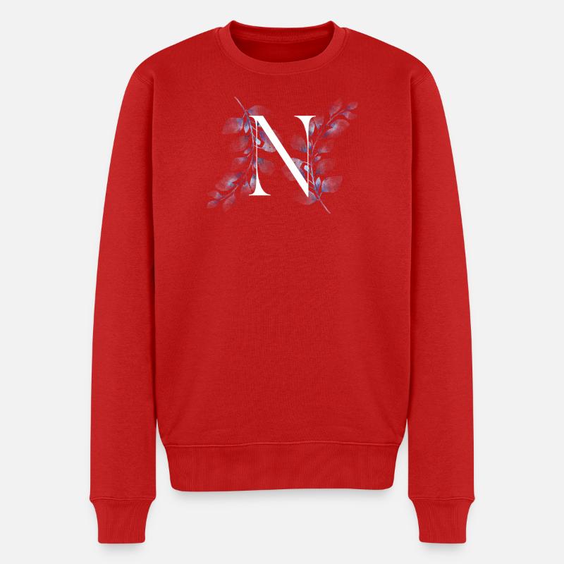 Monogramme N Floral Bleu - Pull Premium bio Homme - rouge