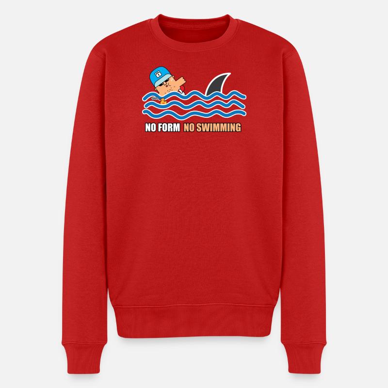 Dessin animé sans forme : pas de natation - Pull Premium bio Homme - rouge