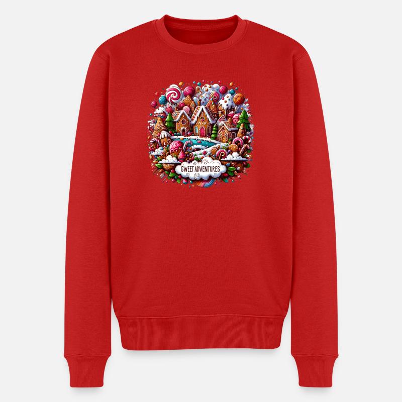 Süßes Dorftraum Adventslandschaft - Männer Premium Bio Pullover - Rot