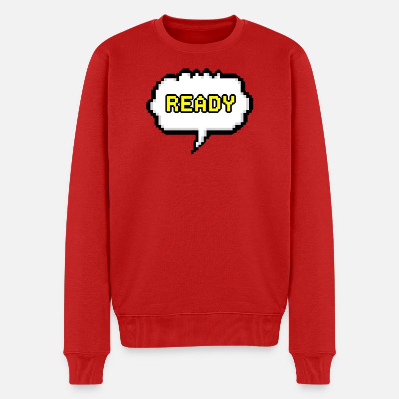 Bereit Pixel-Sprechblase - Männer Premium Bio Pullover - Rot