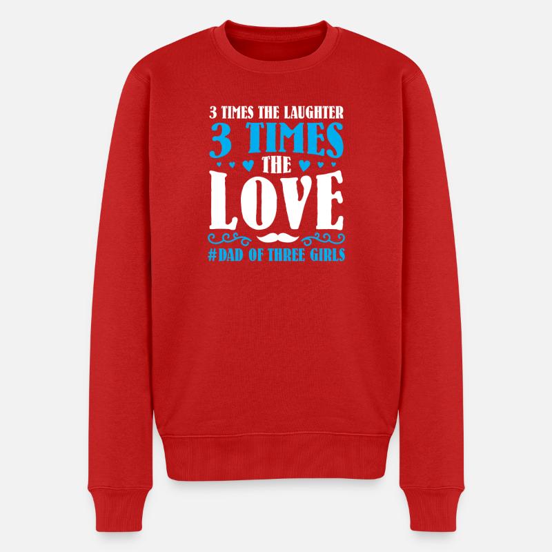Papa Vater von drei Mädchen Töchtern - Männer Premium Bio Pullover - Rot