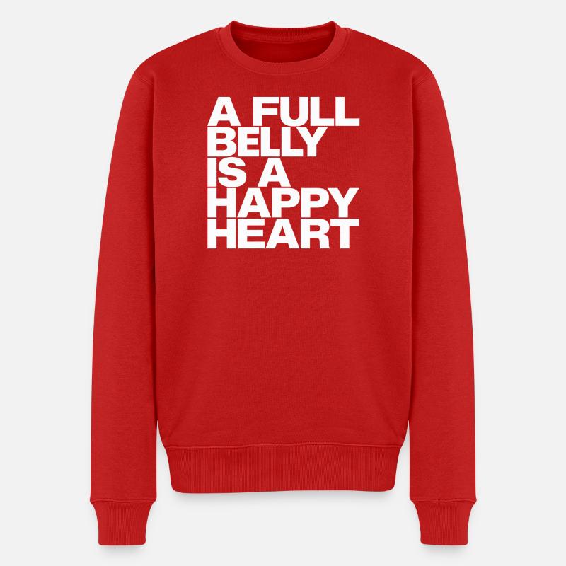 Voller Bauch, glückliches Herz - Männer Premium Bio Pullover - Rot